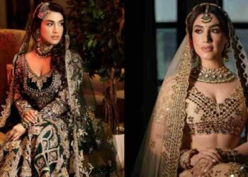 Delbar Arya bridal, Indian bridal fashion, Timeless bridal elegance, Traditional Indian craftsmanship, Bridal lehenga, Bridal sharara, Indian wedding outfits, Zari work, Hand embroidery, Mirror work , Heirloom jewelry, Mathapatti, Choker necklace, Indian couture, Celebrity bridal style, Delbar Arya fashion, Punjabi actress bridal look, Madhaniya movie, Jadon Da Mobile Aagya movie, Indian heritage fashion, Modern muse bridal fashion,