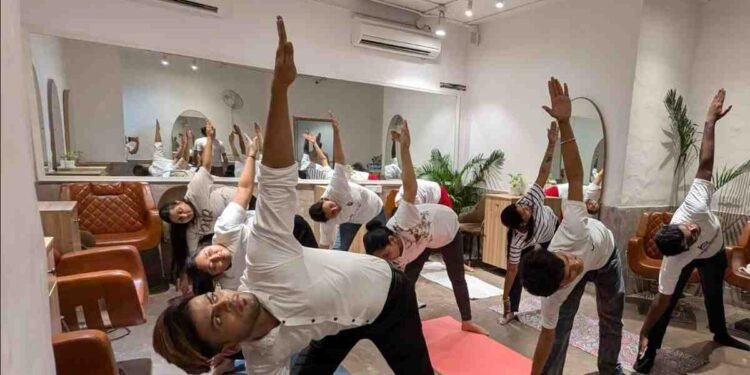 FHRAI Hosts 'Harit Yoga' Session with Ministry of Ayush Support 1 FHRAI, Harit Yoga, Ministry of Ayush, Yoga Session, Wellness Event, Environmental Consciousness, Sustainable Living, Blossom Kochhar College of Creative Arts & Design ,BKCCAD, New Delhi Event, Holistic Health, Sapling Distribution, International Day of Yoga, IDY, Shri Narendra Modi Prime Minister, Dr. Blossom Kochhar, Samantha Kochhar, Payal Swami FHRAI, Hospitality Sector Wellness, Yoga for Environment, India Wellness Initiatives, Greater Kailash Event,