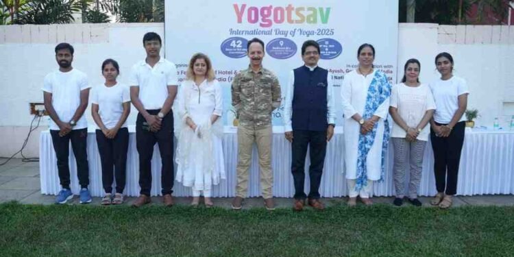 FHRAI Yoga Mahotsav, Goa Yoga Event, International Day of Yoga Countdown, Yoga Mahotsav Goa, Wellness Tourism Goa, Hospitality Yoga, Ministry of AYUSH Yoga, Morarji Desai National Institute of Yoga, Radisson Blu Goa Yoga, Goa Tourism Wellness, Yoga for Hospitality Industry, Common Yoga Protocol, Dr. Joy Pereira, Vishal Pathak, Deepak Narvekar, Dr. Sneha Bhagwat, Dr. Mickey Mehta, Tripti Pawar HRAWI, Payal Swami FHRAI, Yoga in Goa, Wellness Event Goa, Yoga and Tourism, Indian Yoga Tradition, Holistic Well-being, Yoga Demonstration, Yoga Health Benefits, Goa Events May 2025, Hotel and Restaurant Association of India, Yoga for Mental Health, Yoga for Physical Health, Yoga and Immunity, Wellness Hub India, Yoga Tourism India,