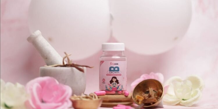 Girlyveda Unveils ‘B Growth Capsules’ – A Natural Ayurvedic Solution for Skin Firmness, Breast Enhancement and Feminine Wellness 1 Girlyveda, B Growth Capsules, Ayurvedic, women's wellness, skin firmness, breast enhancement, feminine health, natural supplements, herbal, Shatavari, Ashok, Vidhari Kand, Safed Musli, body tone, hormonal balance, plant-based, India