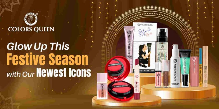 Colors Queen, festive makeup, Cushion Foundation, Glass Bomb Stick, Liquid Metallic Eyeshadow, affordable cosmetics, Indian beauty brand, cruelty-free makeup, Illuminating Primer