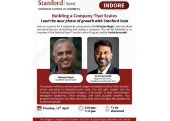 Stanford Seed event India, business scaling strategies, startup growth Indore, leadership training founders, Stanford Seed program