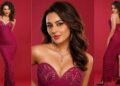 Seerat Kapoor , Actress Seerat Kapoor ,Seerat Kapoor, Seerat Kapoor fashion, Ohaila Khan couture, Magenta gown, Bollywood red carpet fashion,