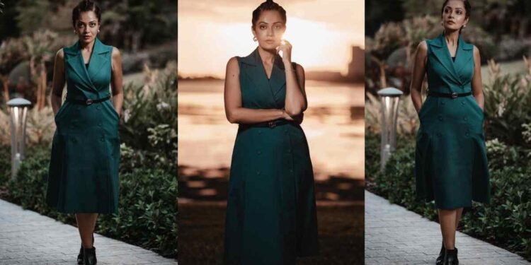 Sheena Chohan, Sheena Chohan photoshoot, modern power dressing, emerald teal suit, Florida photoshoot, Luke Ayers photography, sophisticated celebrity style