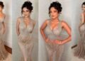 Seerat Kapoor ,Seerat Kapoor red carpet, Champagne couture gown, Kiki designer dress, Bollywood celebrity style, Dynamic Screen Presence Award, Wedding reception fashion inspiration, Blu Diamonds jewellery, Mermaid silhouette gown,Actress Seerat Kapoor,