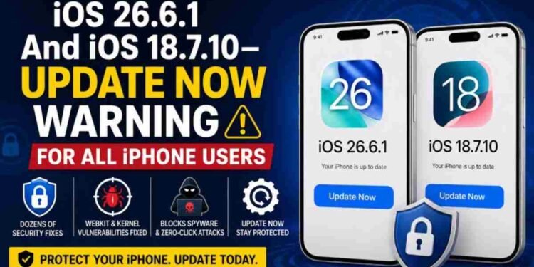 iOS 26.6.1 vs iOS 18.7.10: What iPhone Users Need to Know About the Security Fixes 1 iOS 26.6.1, iOS 18.7.10, Apple Security Update, iPhone Update, WebKit Vulnerability, Kernel Exploit, Cybersecurity, iPhone Spyware